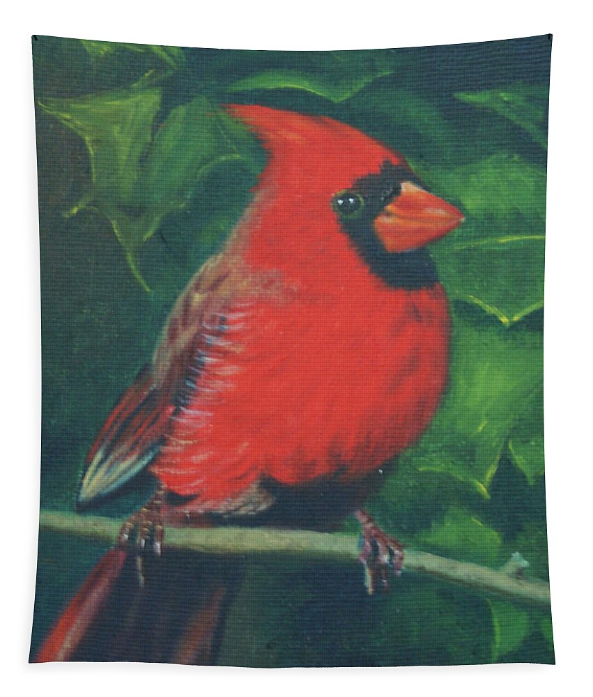 Bird Tapestry featuring the painting Cardinal by Jill Ciccone Pike