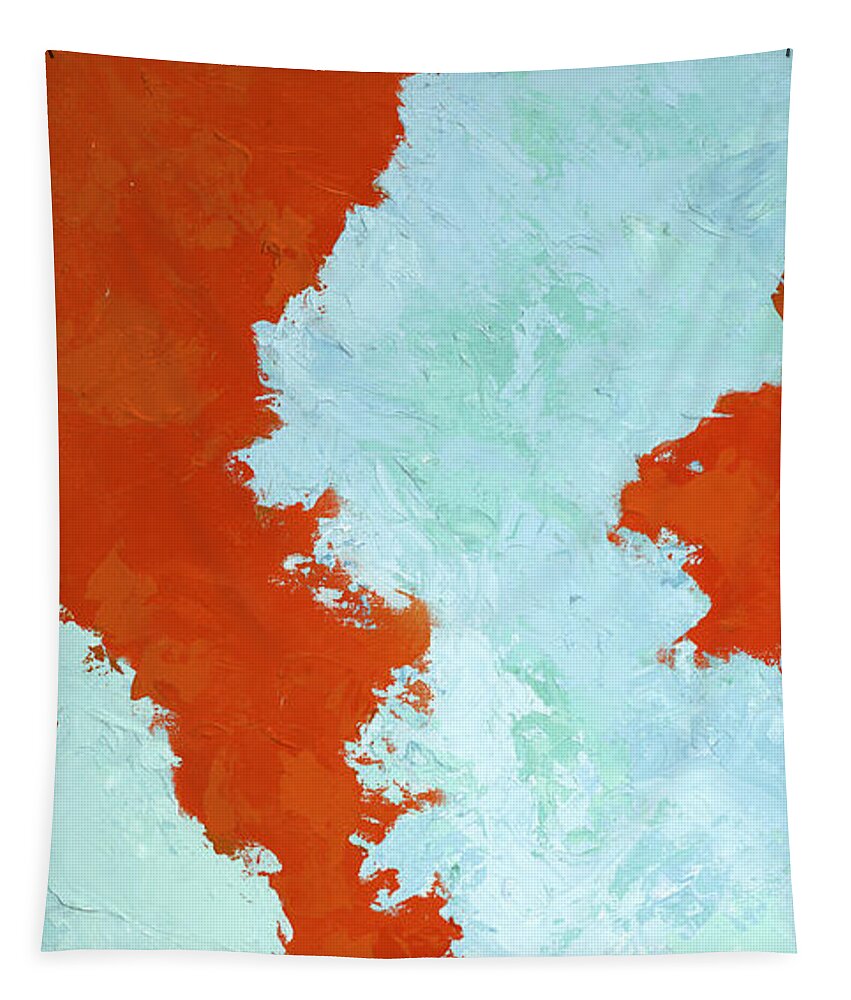 Abstract Tapestry featuring the painting Caribbean Cay by Tamara Nelson
