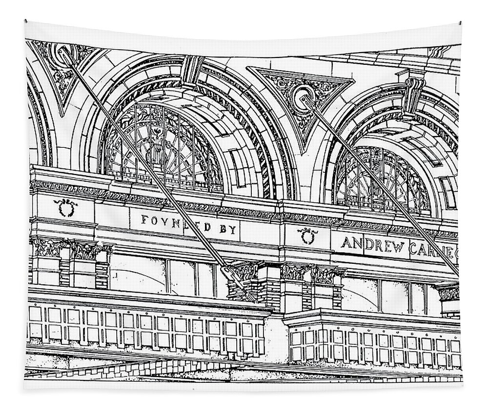 Carnegie Hall Tapestry featuring the drawing Carnegie Hall by Ira Shander