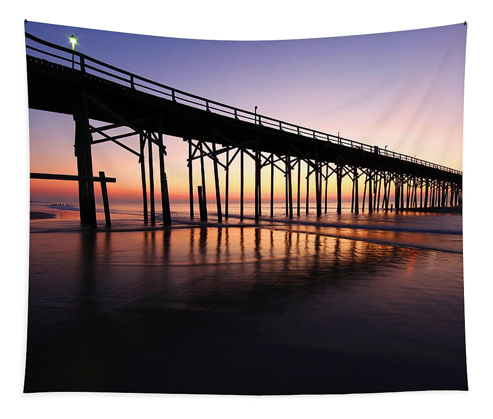 North Tapestry featuring the photograph North Carolina Beach Pier - Sunrise by Wayne Moran