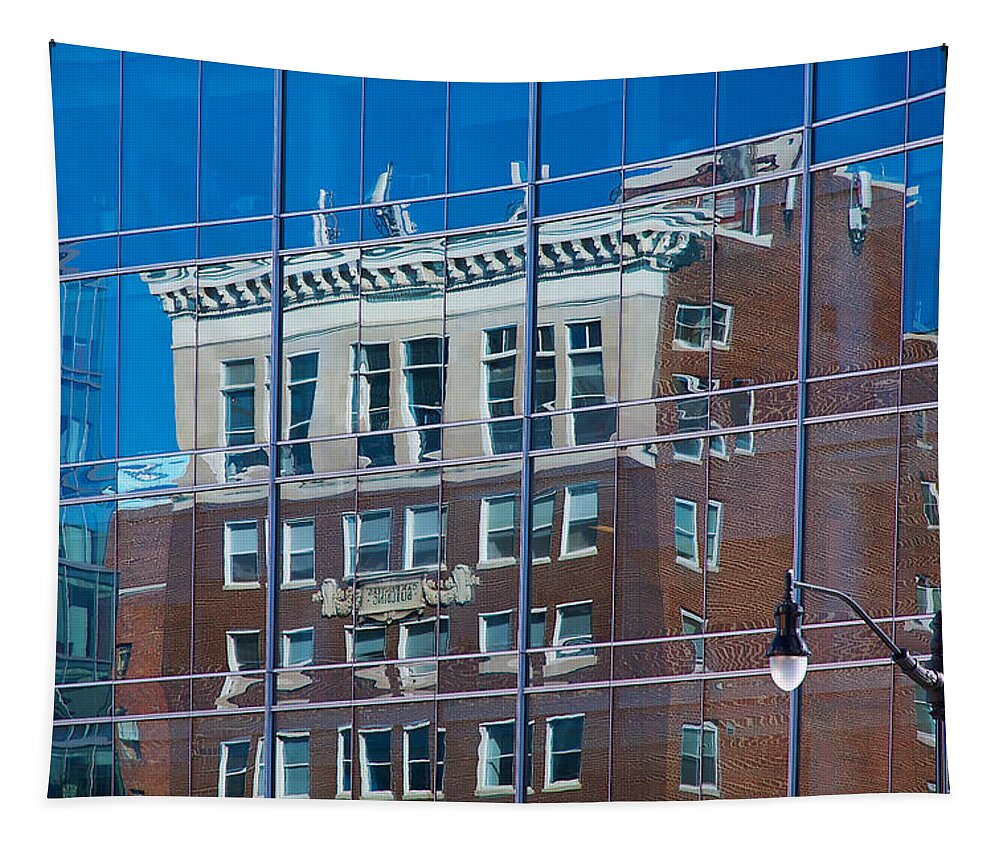 Reflection Tapestry featuring the photograph Carpenters Building by Stuart Litoff