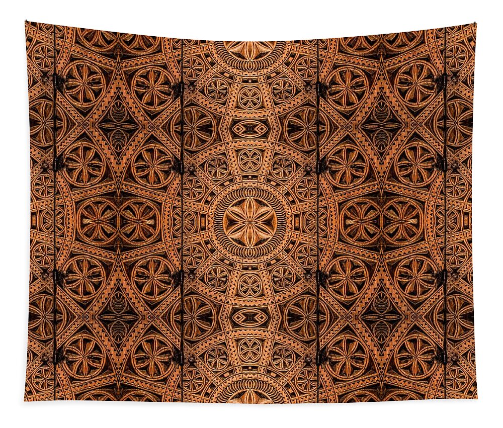 Cabinet Tapestry featuring the photograph Carved Wooden Cabinet Symmetry by Hakon Soreide