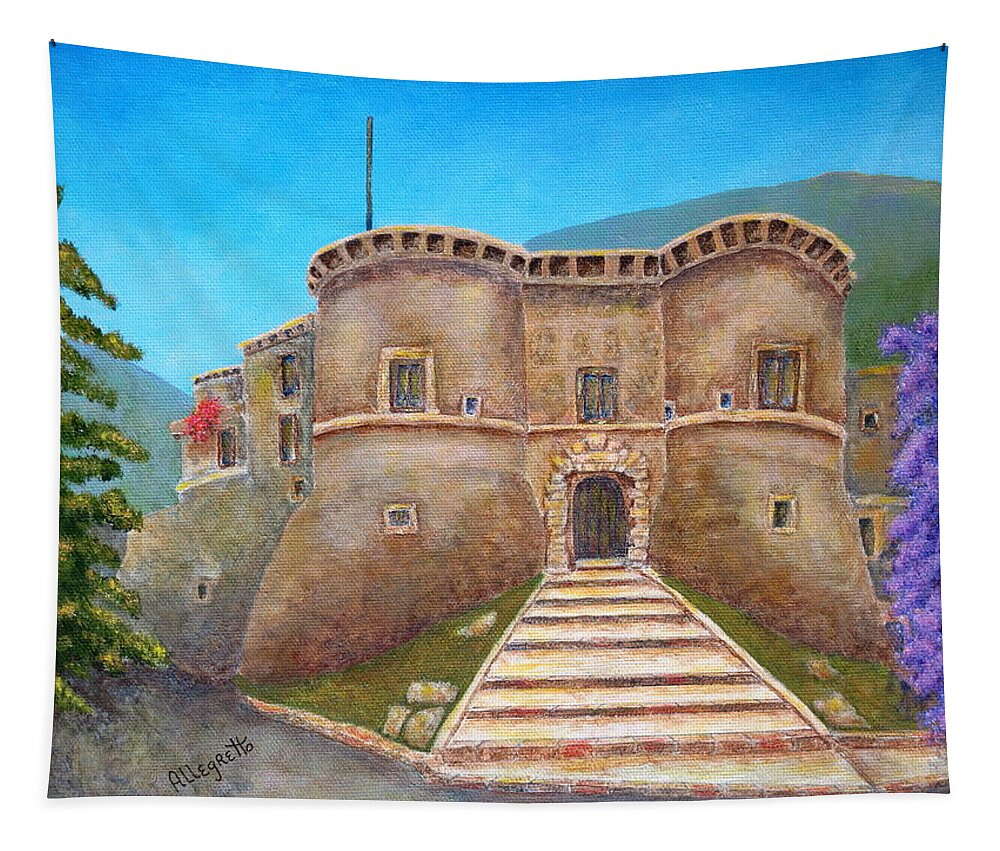 Pamela Allegretto Franz Tapestry featuring the painting Castello Ducale Di Faicchio by Pamela Allegretto