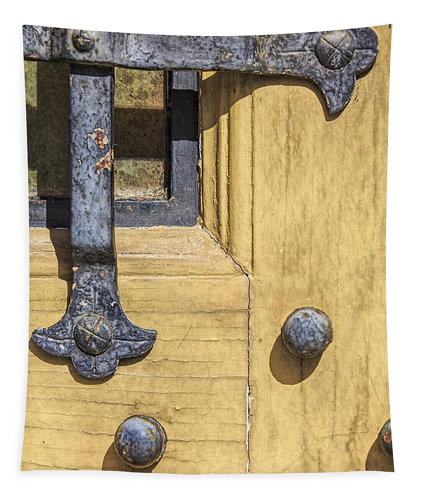 Aged Tapestry featuring the photograph Castle Door III by David Letts