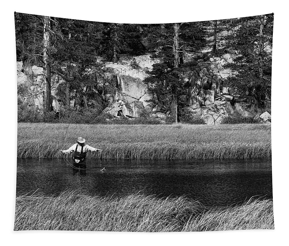 Fisherman Tapestry featuring the photograph Catch of the Day Black and White Monochrome by Ram Vasudev