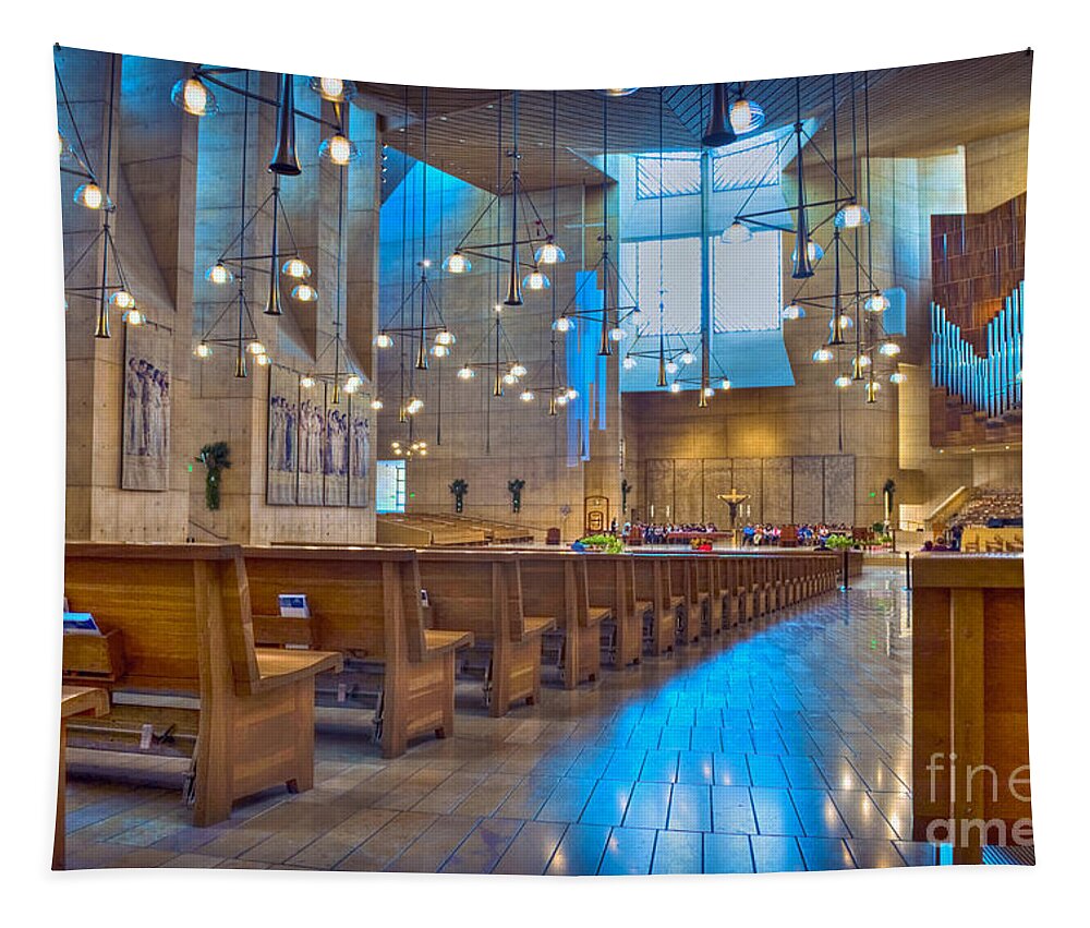 Cathedral Of Our Lady Of The Angels Tapestry featuring the photograph Cathedral of Our Lady of the Angels Los Angeles by David Zanzinger