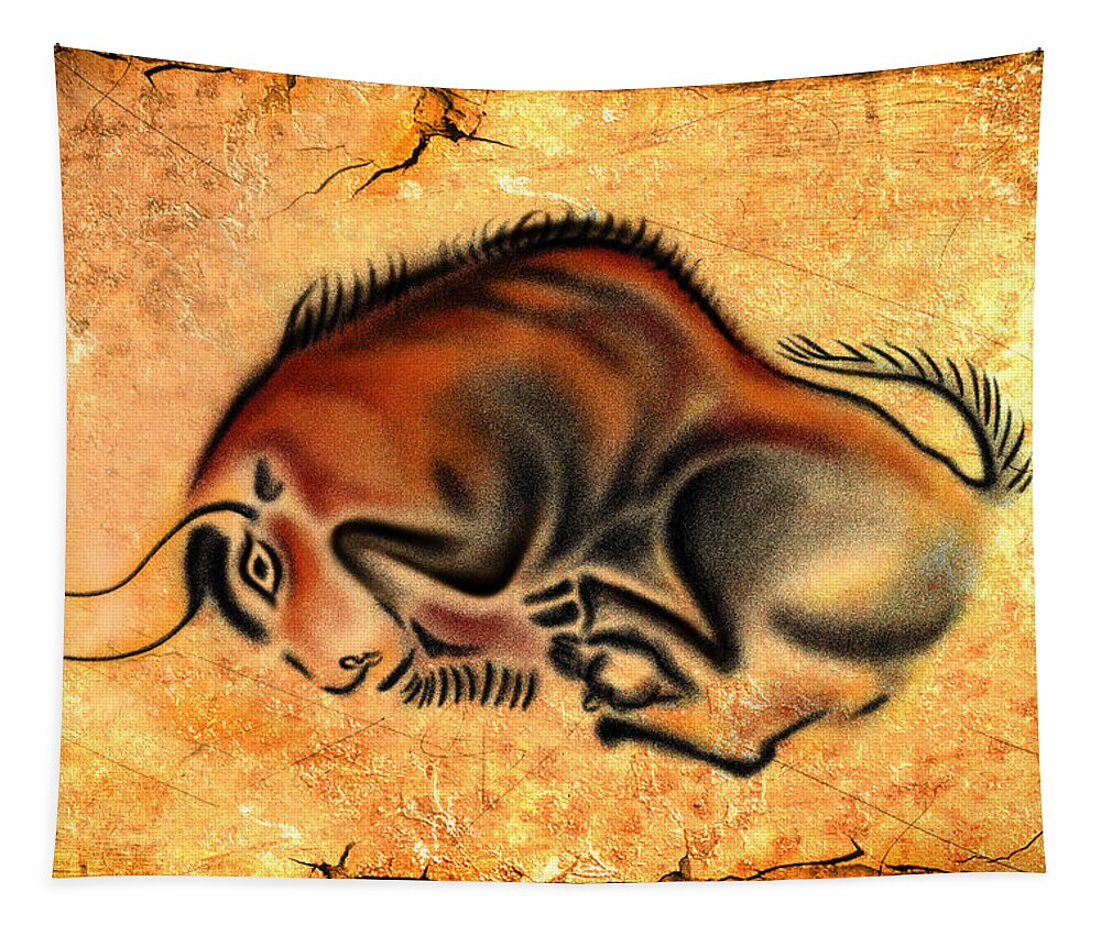 Cave Painting Tapestry featuring the drawing Cave Painting by Alessandro Della Pietra