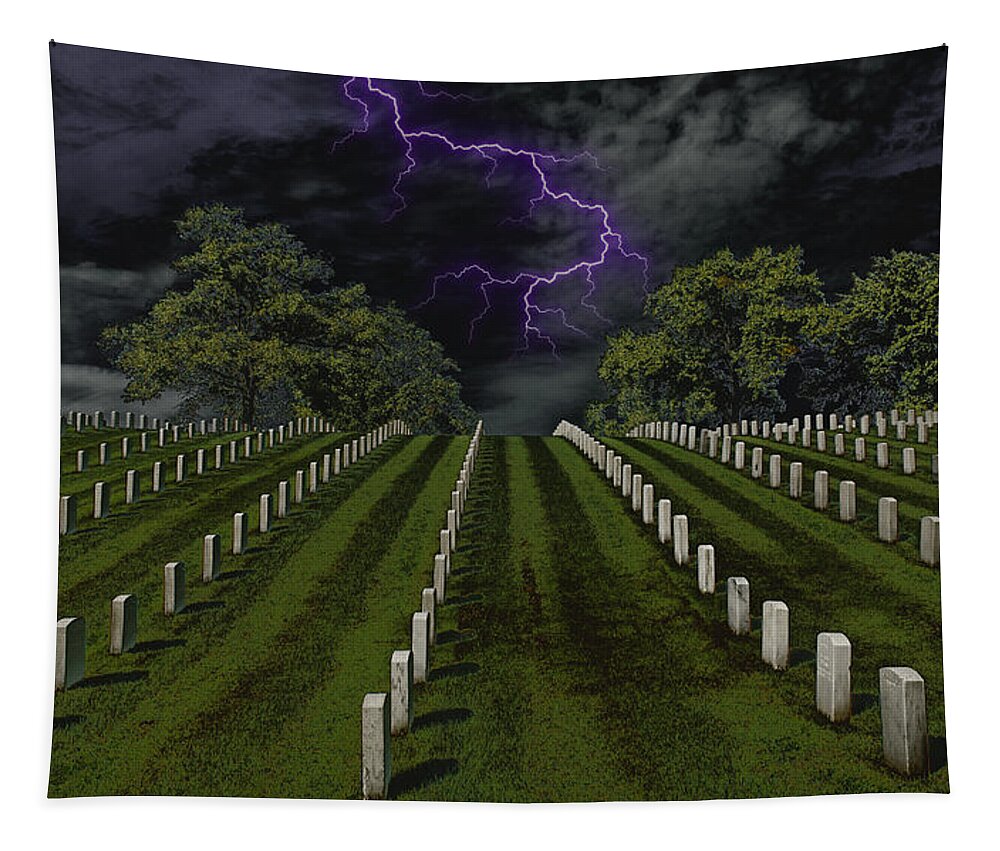 Spooky Tapestry featuring the photograph Cemetery Spook by Bill and Linda Tiepelman