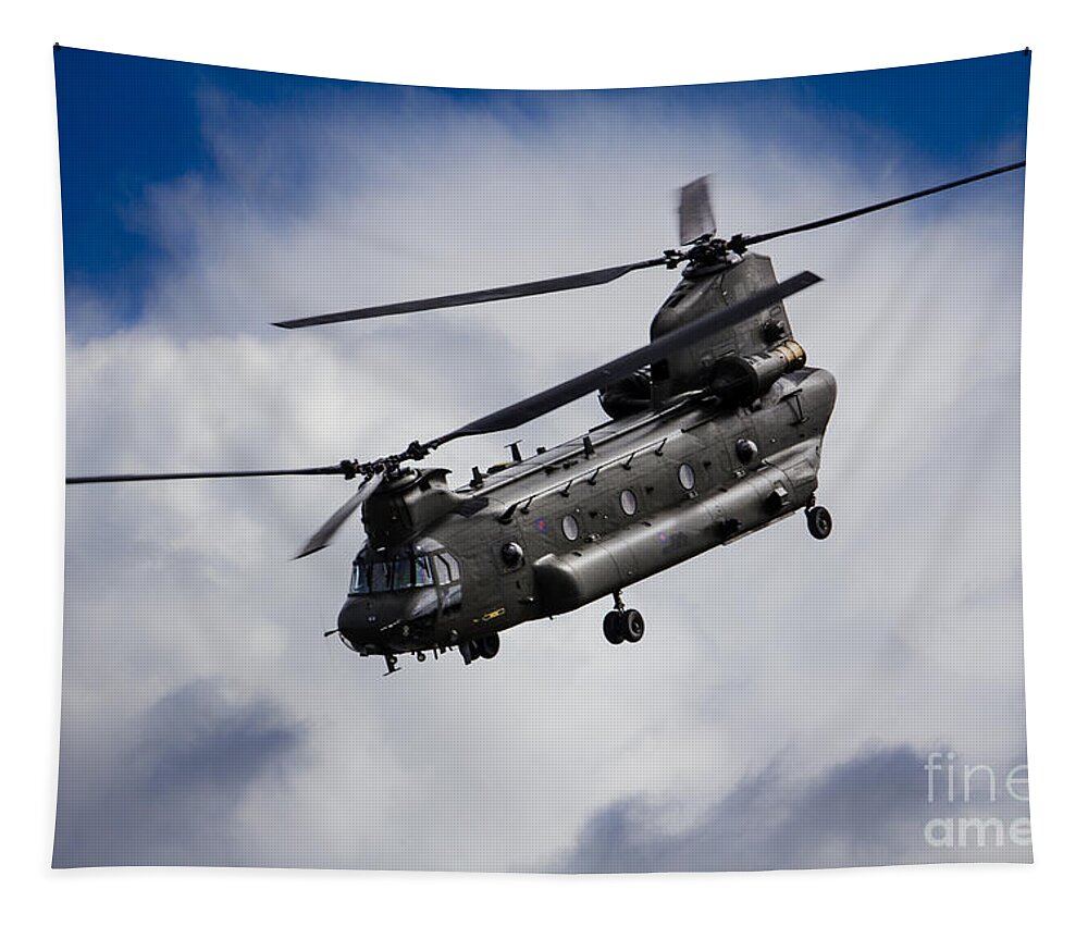 Raf Chinook Tapestry featuring the digital art CH47 Chinook by Airpower Art