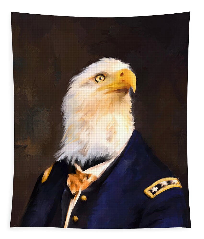 Art Tapestry featuring the painting Chic Eagle General by Jai Johnson