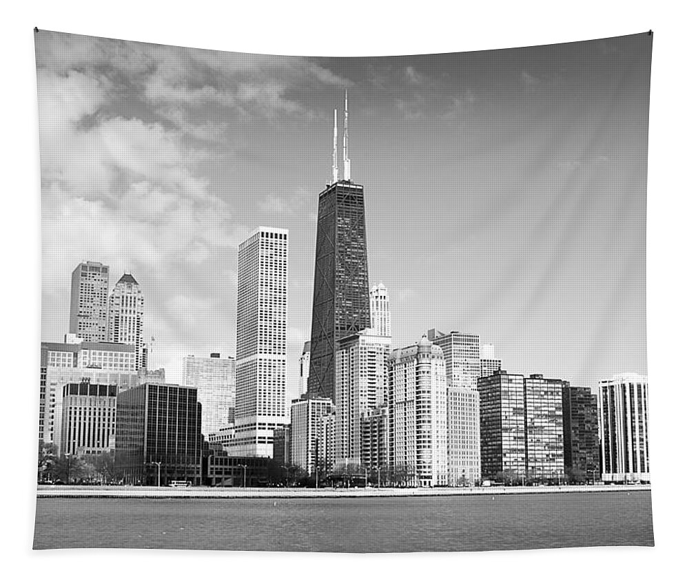 Chicago Tapestry featuring the photograph Chicago in Black and White by Milena Ilieva