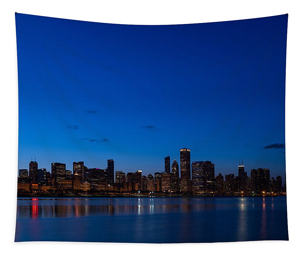 Chicago Tapestry featuring the photograph Chicago Night by Steve Gadomski