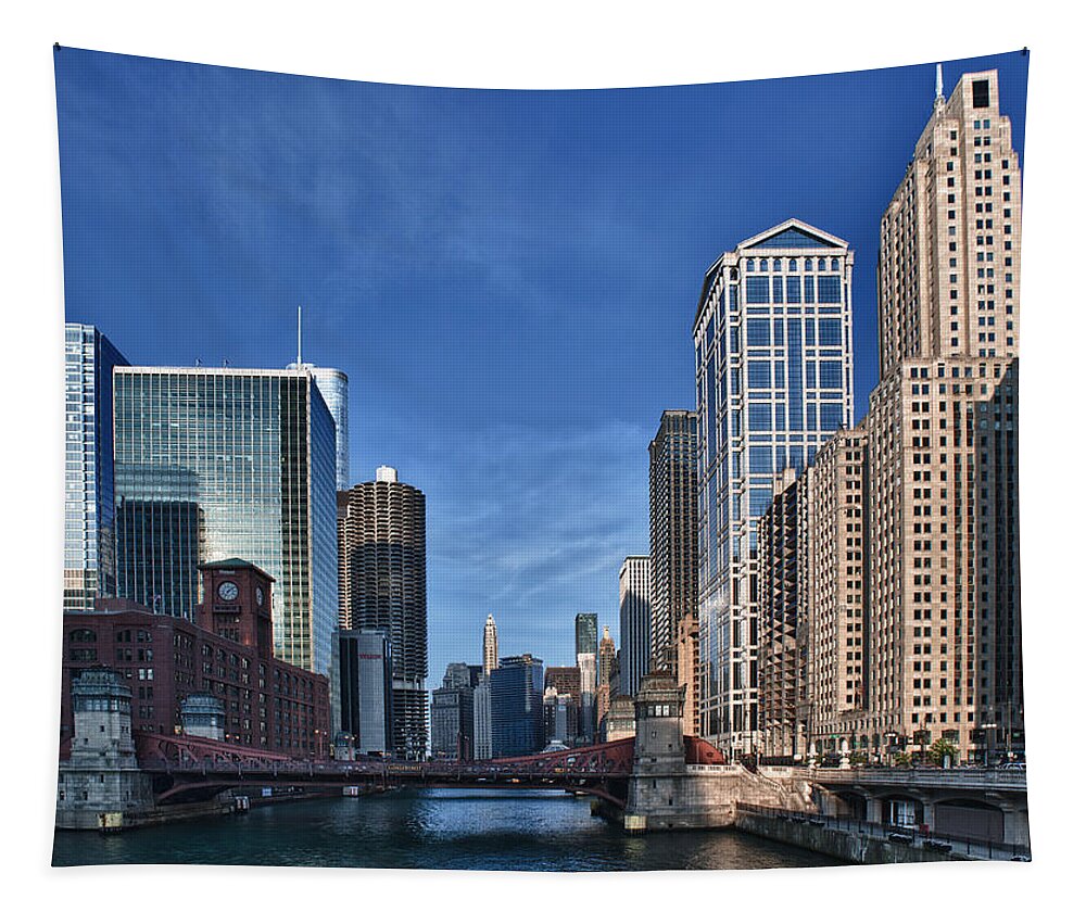 Chicago Tapestry featuring the photograph Chicago River by Sebastian Musial