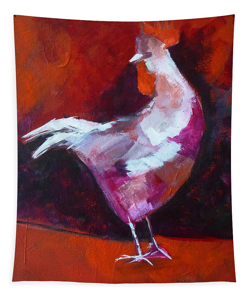 Chicken Tapestry featuring the painting Chicken Light by Nancy Merkle