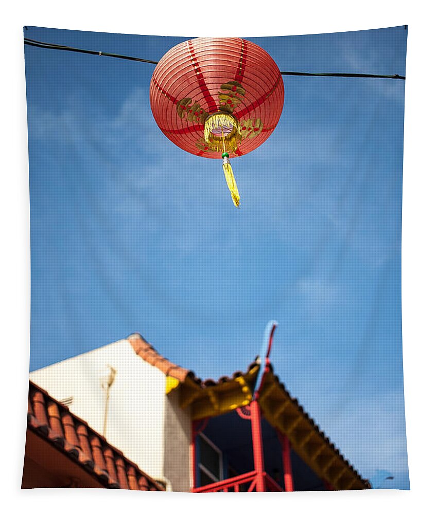 Buildings Tapestry featuring the photograph Chinese Lantern by Peter Tellone