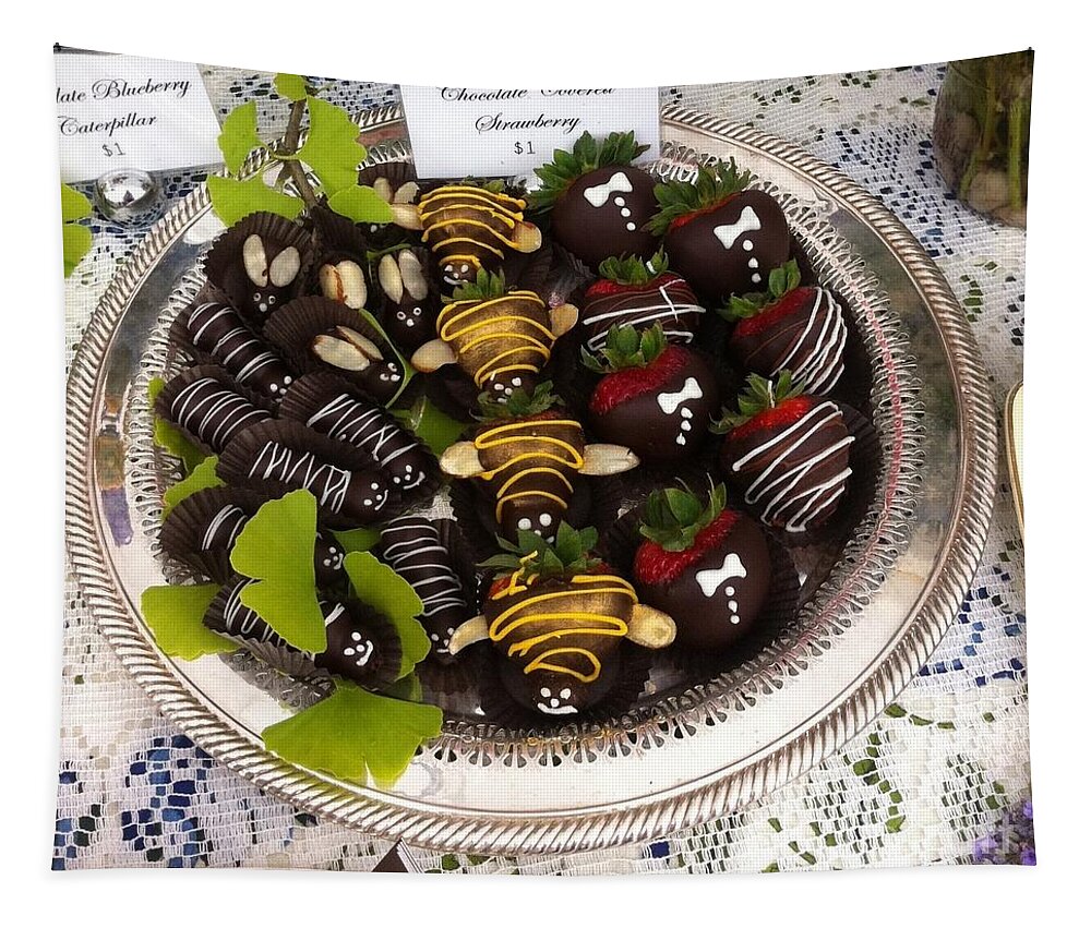 Chocolate Covered Strawberries Tapestry featuring the photograph Chocolate Berries by Susan Garren