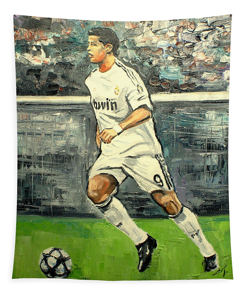 Ronaldo Tapestry featuring the painting Christiano Ronaldo by Luke Karcz