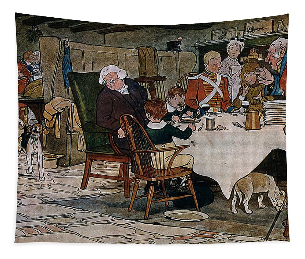 History Tapestry featuring the photograph Christmas Dinner by Wellcome Images