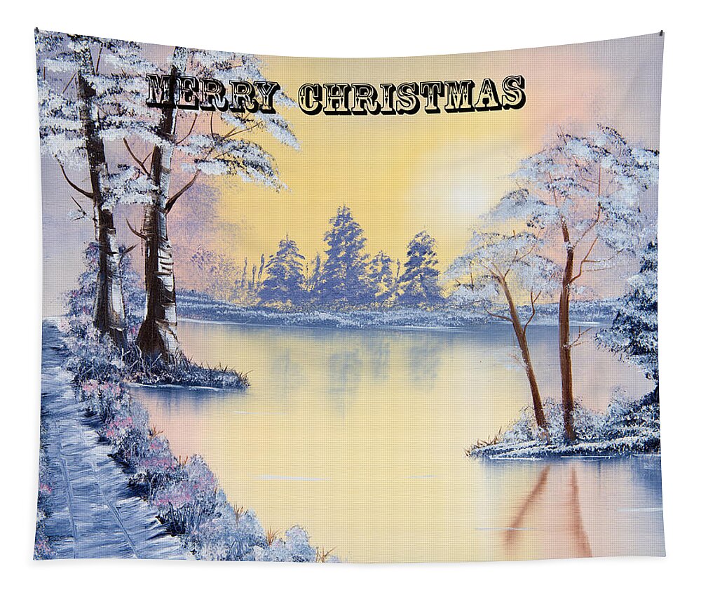 Art Tapestry featuring the painting Christmas Lake by Roy Pedersen