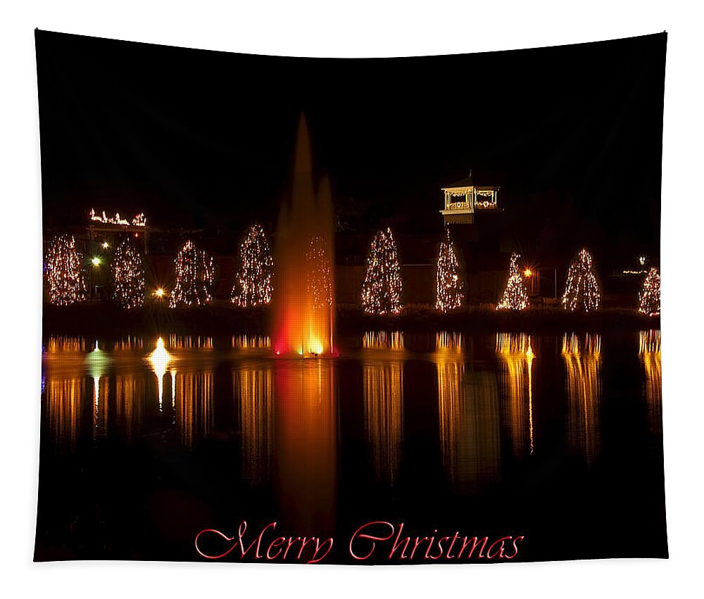 Christmas Trees Tapestry featuring the digital art Christmas Reflection - Christmas Card by Flees Photos
