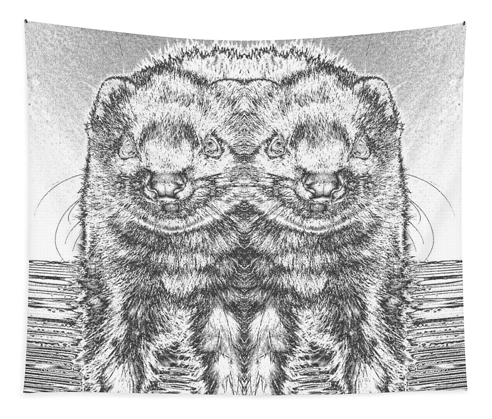A Beautiful Panda Ferret Tapestry featuring the photograph Chromed Ferrets by Belinda Lee
