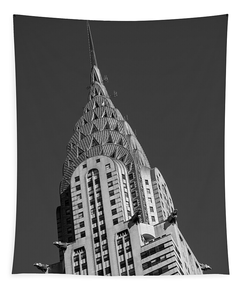 Chrysler Building Tapestry featuring the photograph Chrysler Building BW by Susan Candelario