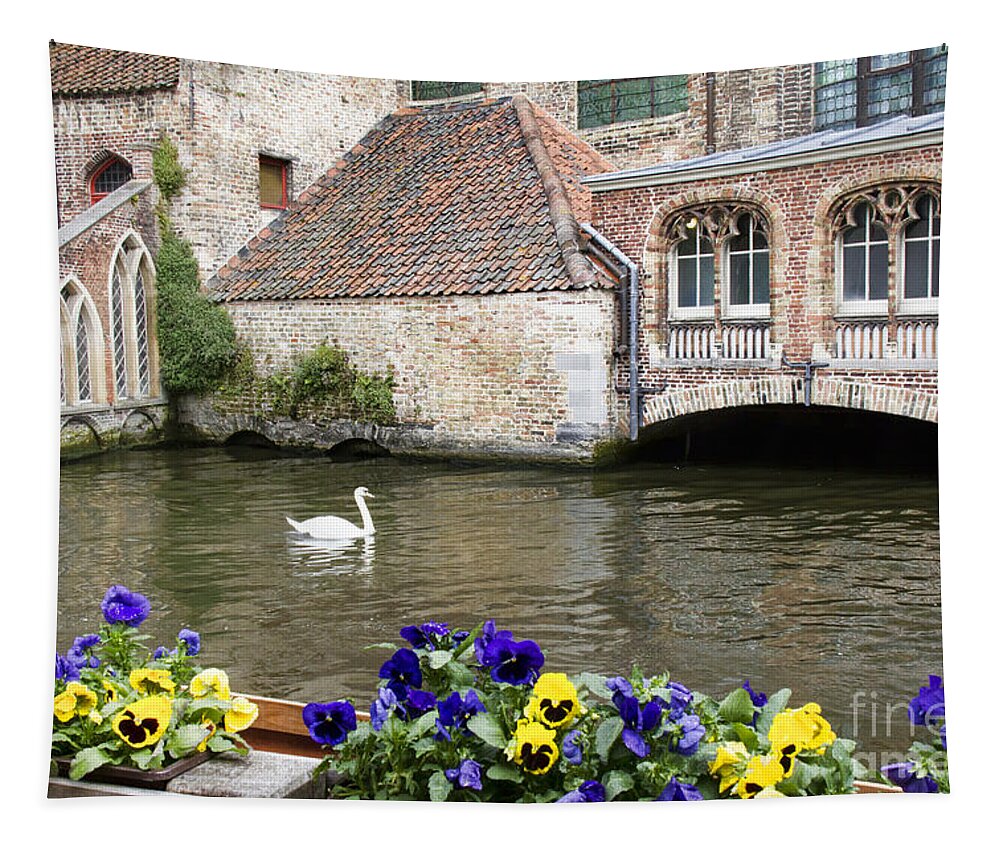 Europe Tapestry featuring the photograph Church and Swan by Crystal Nederman
