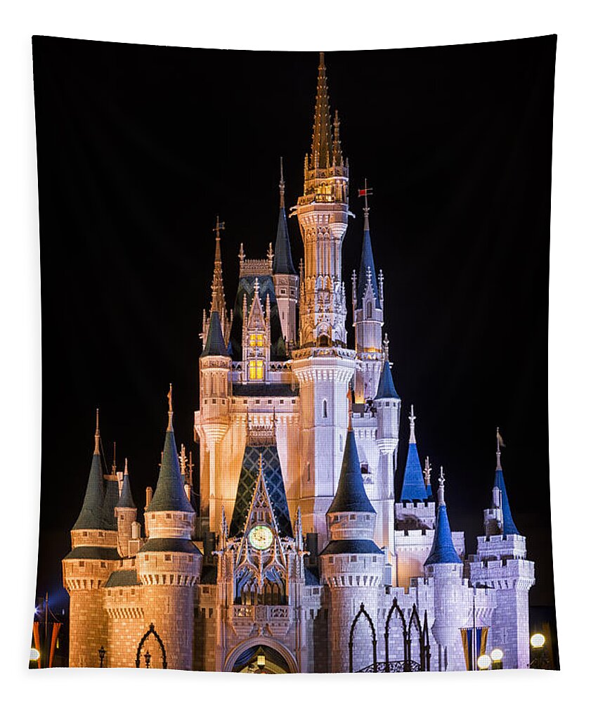 3scape Tapestry featuring the photograph Cinderella's Castle in Magic Kingdom by Adam Romanowicz