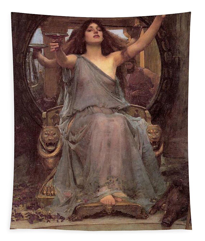Circe Tapestry featuring the painting Circe Offering the Cup by John William Waterhouse