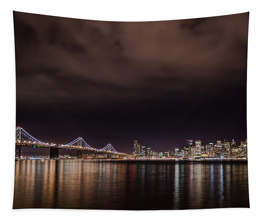 Bay Bridge Tapestry featuring the photograph City by the Bay by Linda Villers