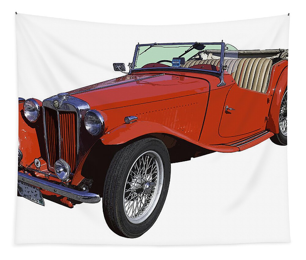 Mg Tc Tapestry featuring the photograph Classic Red MG TC Convertible British Sports Car by Keith Webber Jr