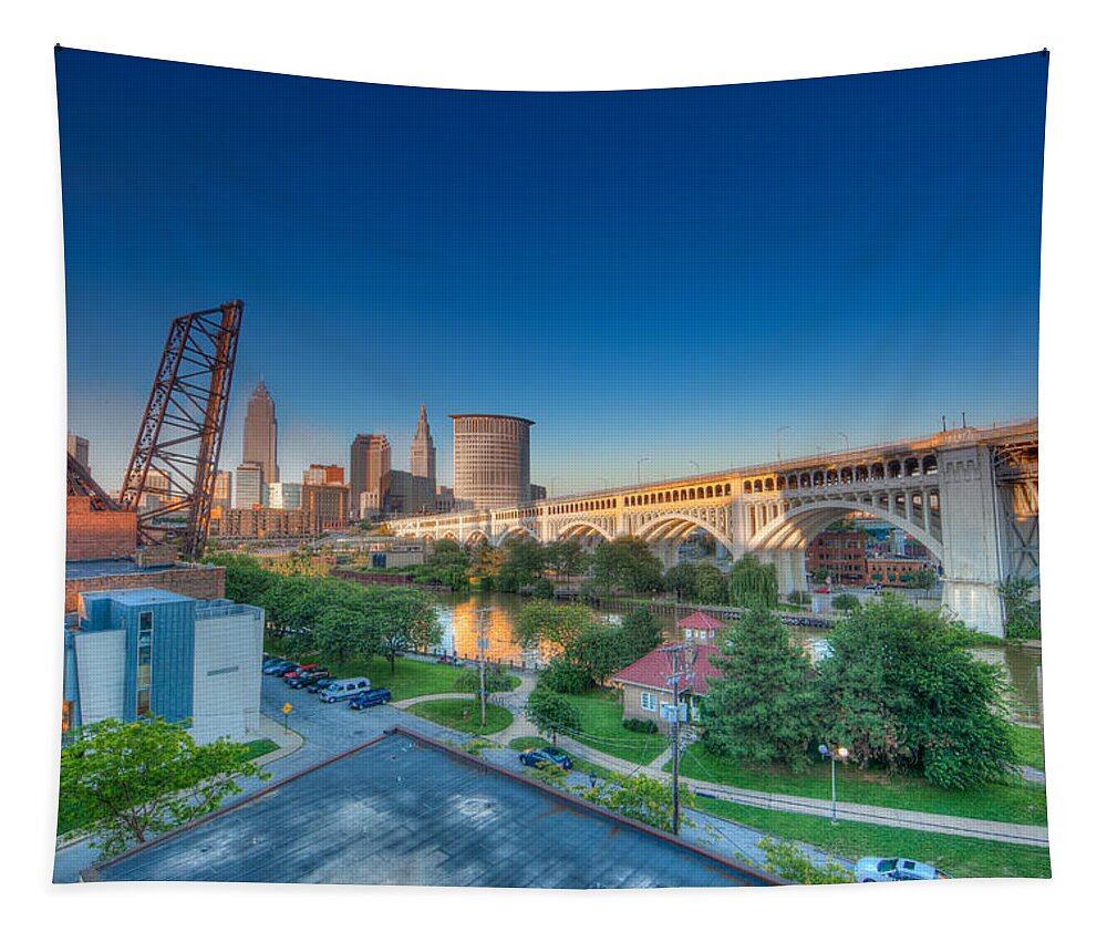 Hdr Tapestry featuring the photograph Cleveland Abstract HDR by John Magyar Photography