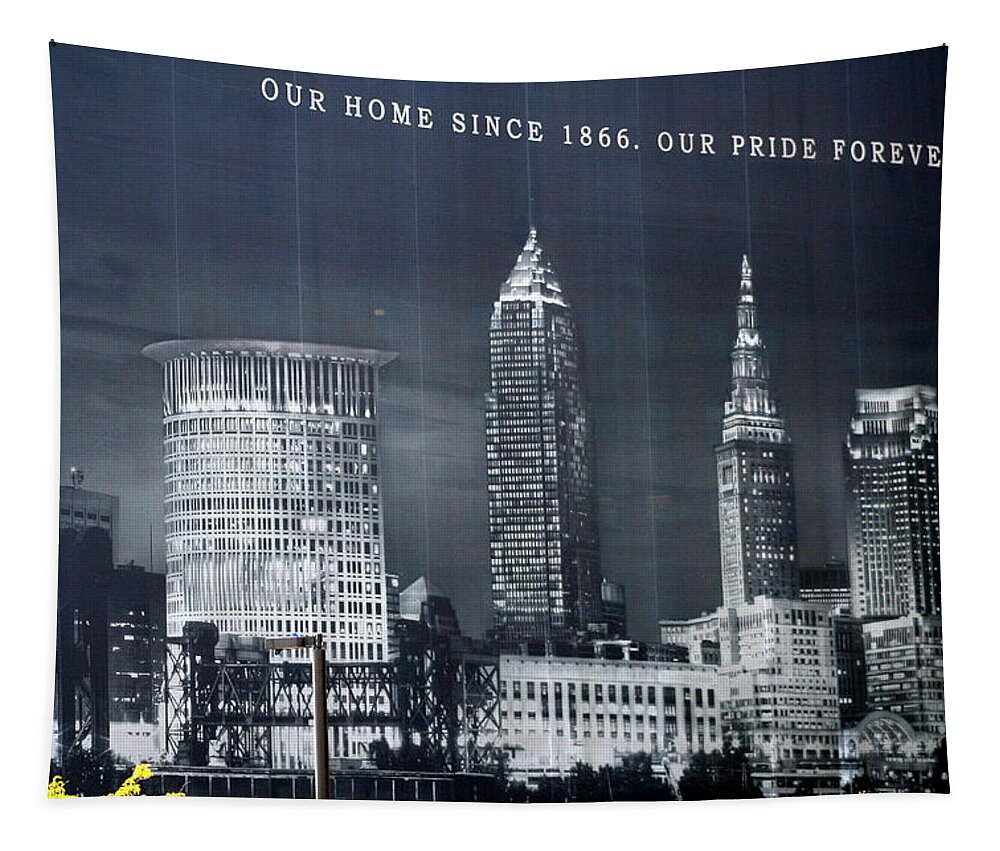 Cleveland Tapestry featuring the photograph Cleveland Skyline Banner by Valerie Collins