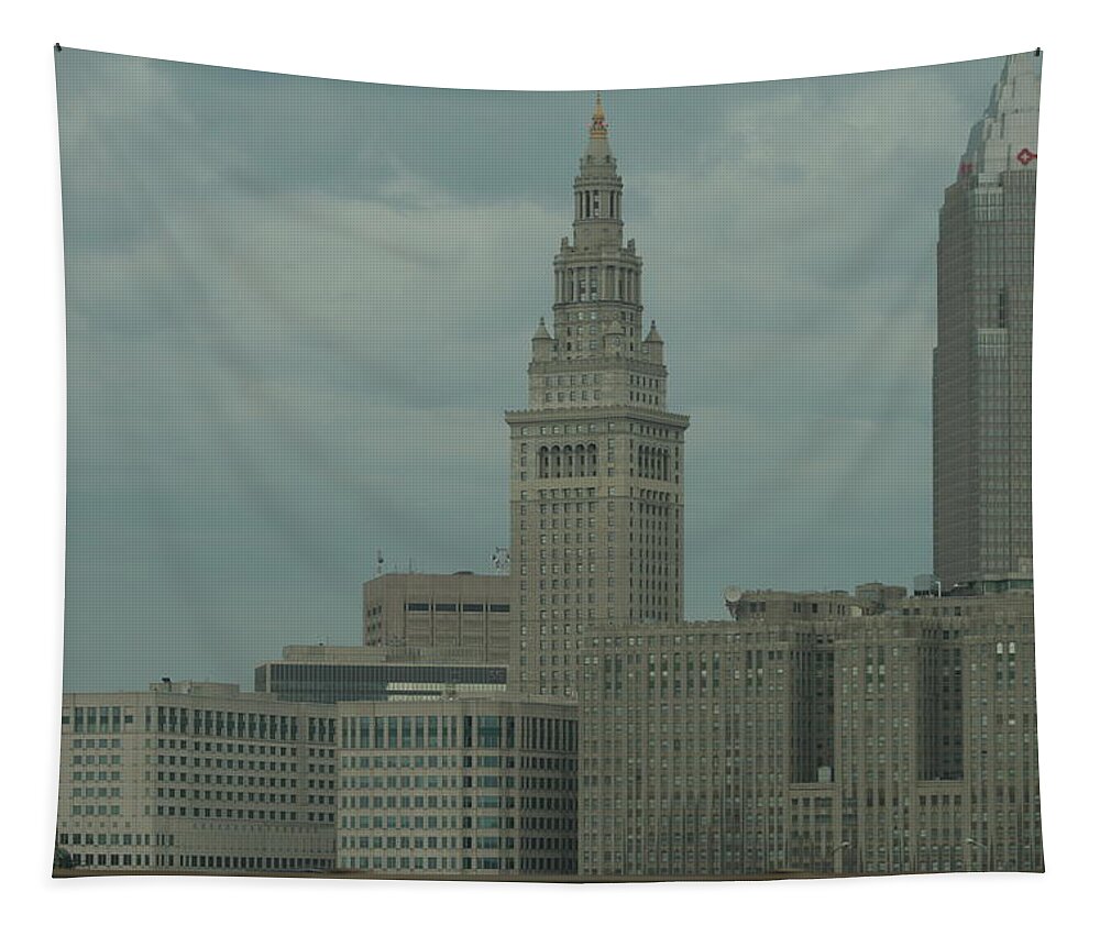Cleveland Tapestry featuring the photograph Cleveland Ohio Skyscrapers by Valerie Collins