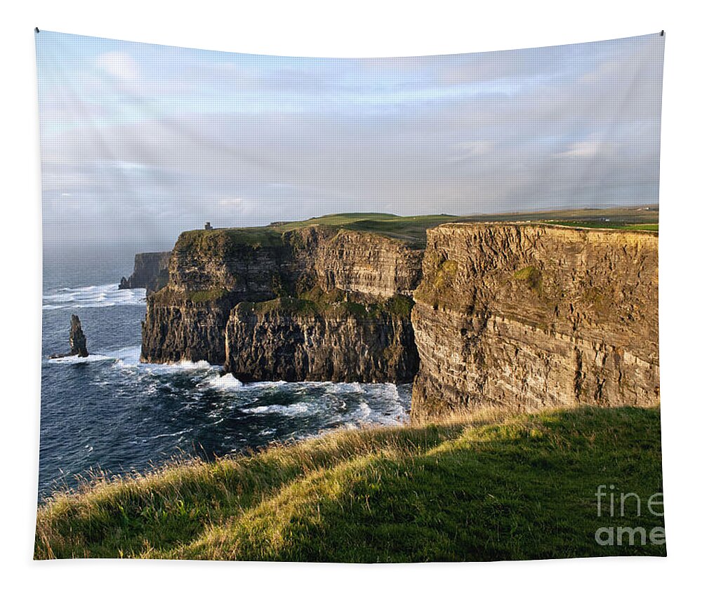 Ireland Digital Photography Tapestry featuring the digital art Cliffs of Moher Evening Light by Danielle Summa