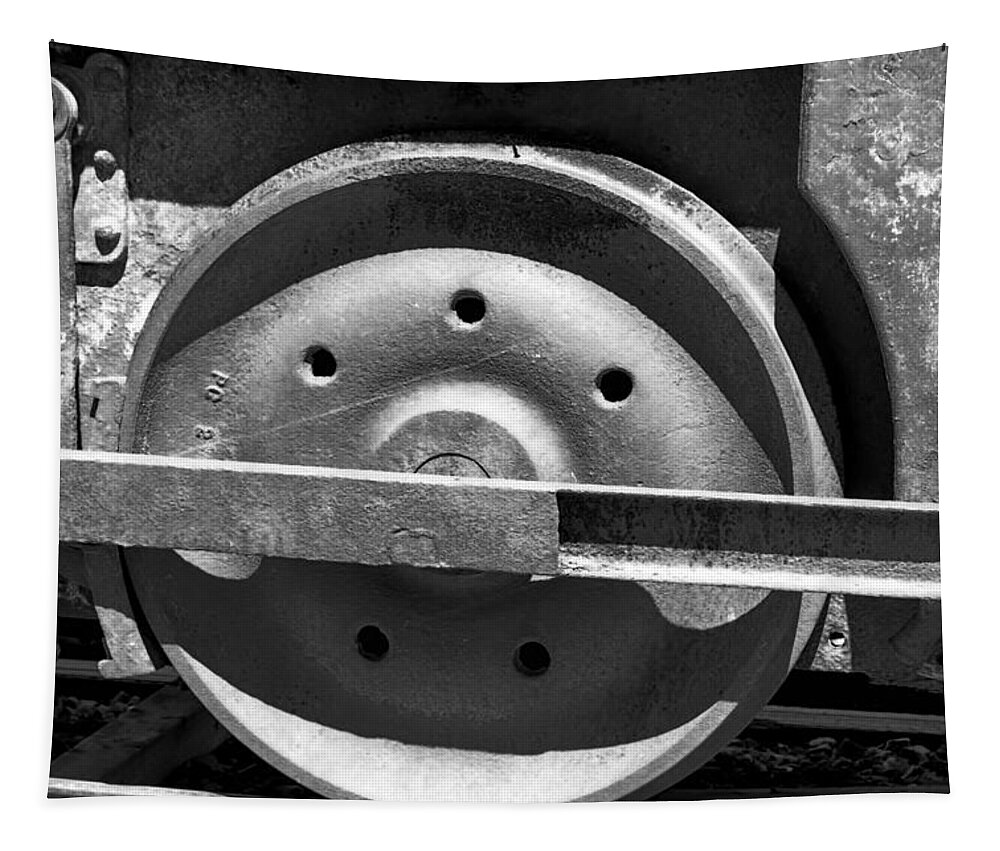 Iron Wheel Tapestry featuring the photograph Coal Cart by Cathy Anderson