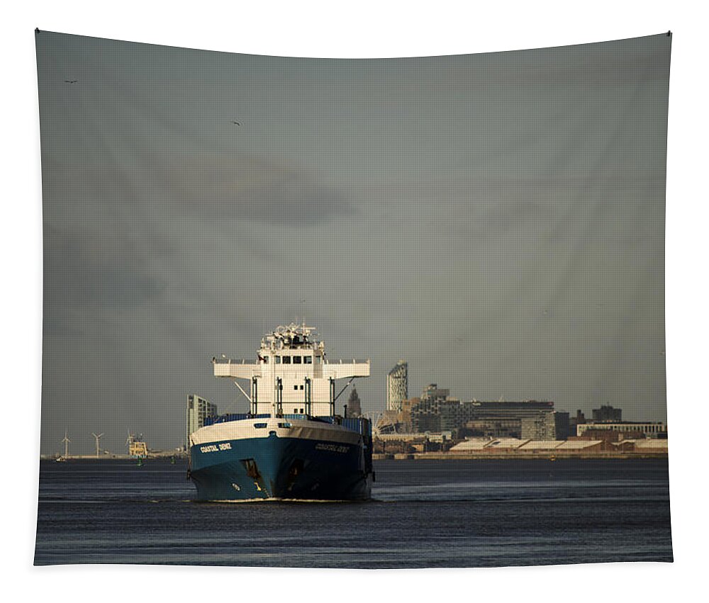 Cargo Ship Tapestry featuring the photograph Coastal Deniz by Spikey Mouse Photography