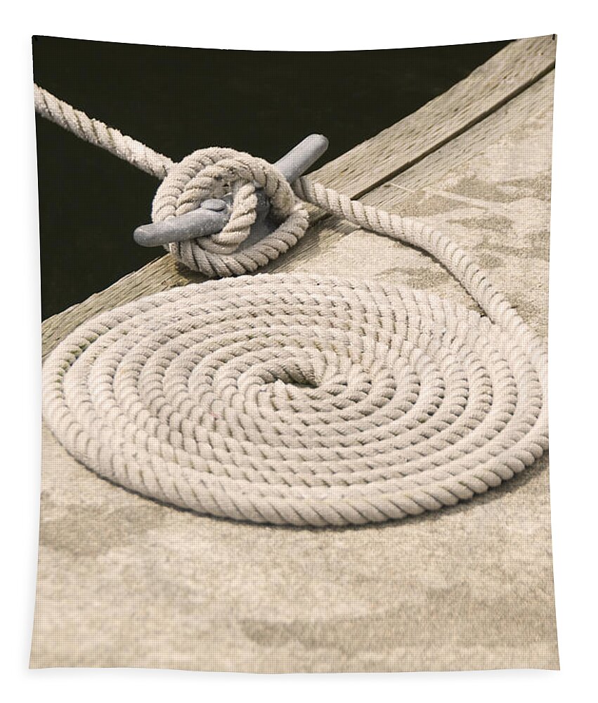Marina Tapestry featuring the photograph Coiled Rope by Ellen Thane
