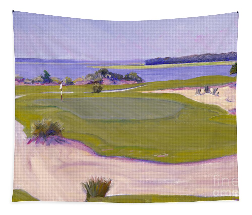 Collecton River Golf Tapestry featuring the painting Colleton River Golf by Candace Lovely