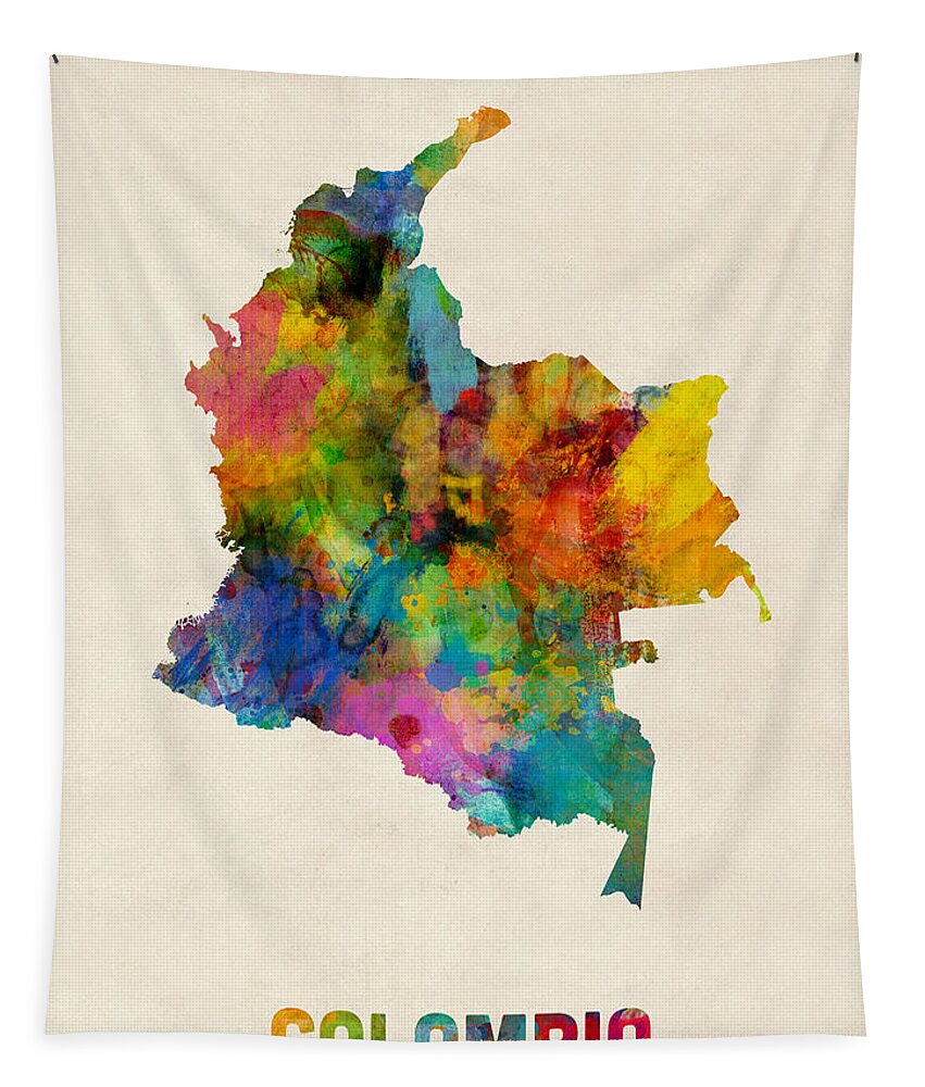Urban Tapestry featuring the digital art Colombia Watercolor Map by Michael Tompsett