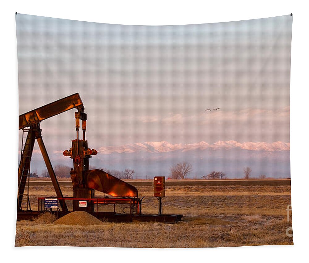Oil Tapestry featuring the photograph Colorado Oil Well Panorama by James BO Insogna