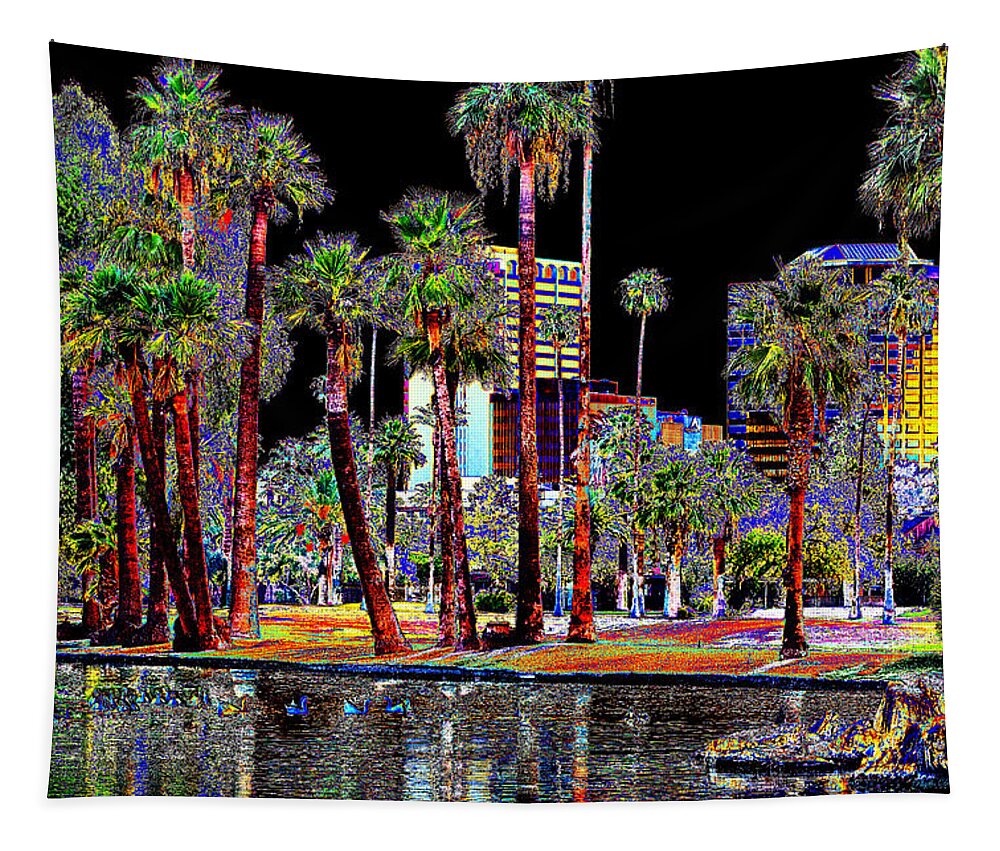 Park Tapestry featuring the photograph Colorful City Park Pop Art by Phyllis Denton