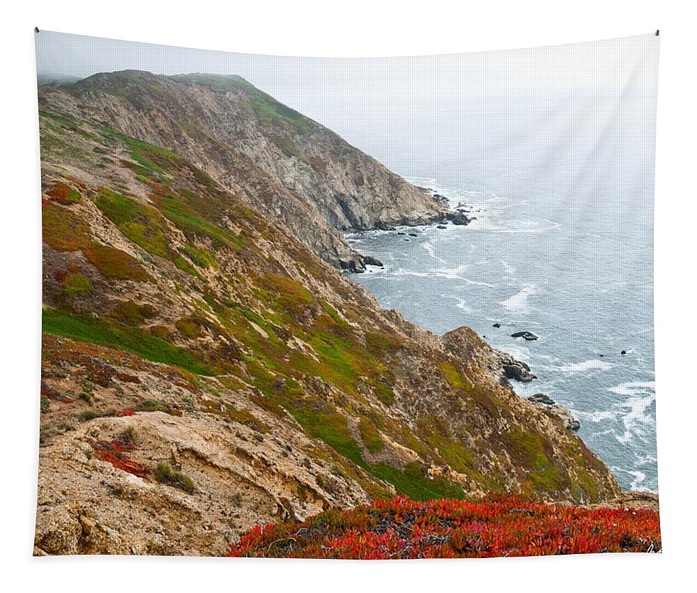 Beauty In Nature Tapestry featuring the photograph Colorful Cliffs at Point Reyes by Jeff Goulden