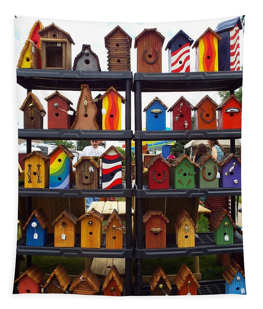 Birdhouses Tapestry featuring the photograph Colorful Condos 2 by Caryl J Bohn