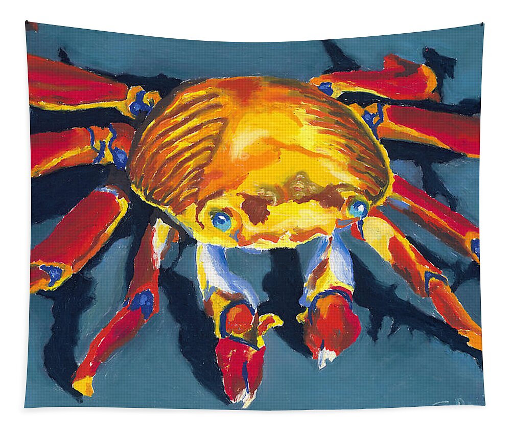 Crab Tapestry featuring the pastel Colorful Crab by Stephen Anderson