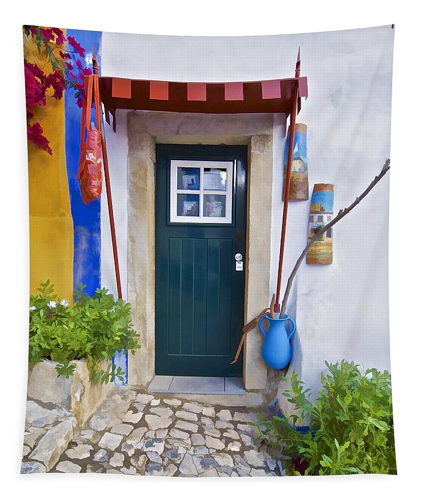 Obidos Tapestry featuring the photograph Colorful Door of Obidos by David Letts