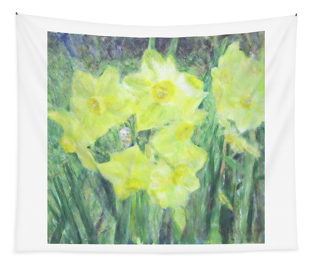 Impressionism Tapestry featuring the painting Colorful Yellow Flowers by Glenda Crigger