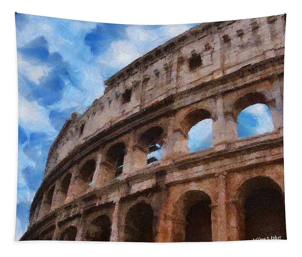Archaeology Tapestry featuring the painting Colosseo by Jeffrey Kolker