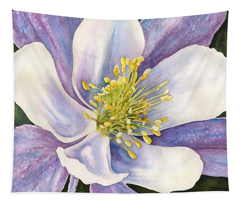 Columbine Painting Tapestry featuring the painting Columbine Closeup by Anne Gifford