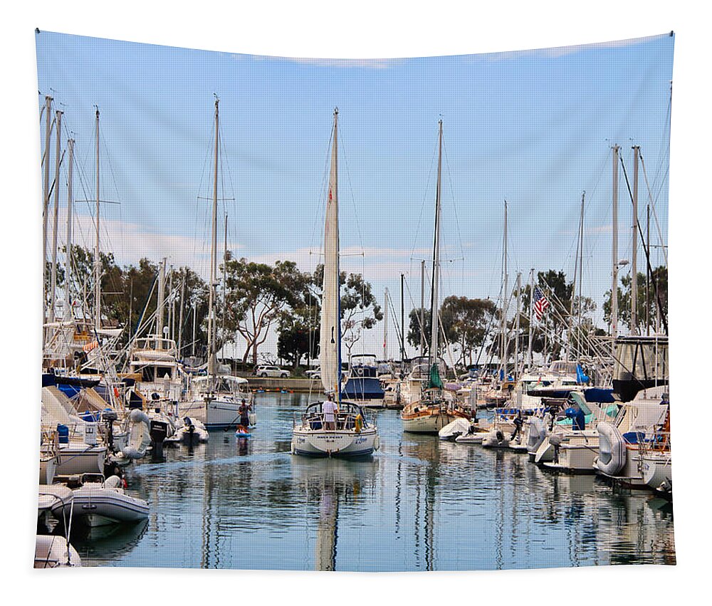 Dana Point Tapestry featuring the photograph Come sail away by Tammy Espino